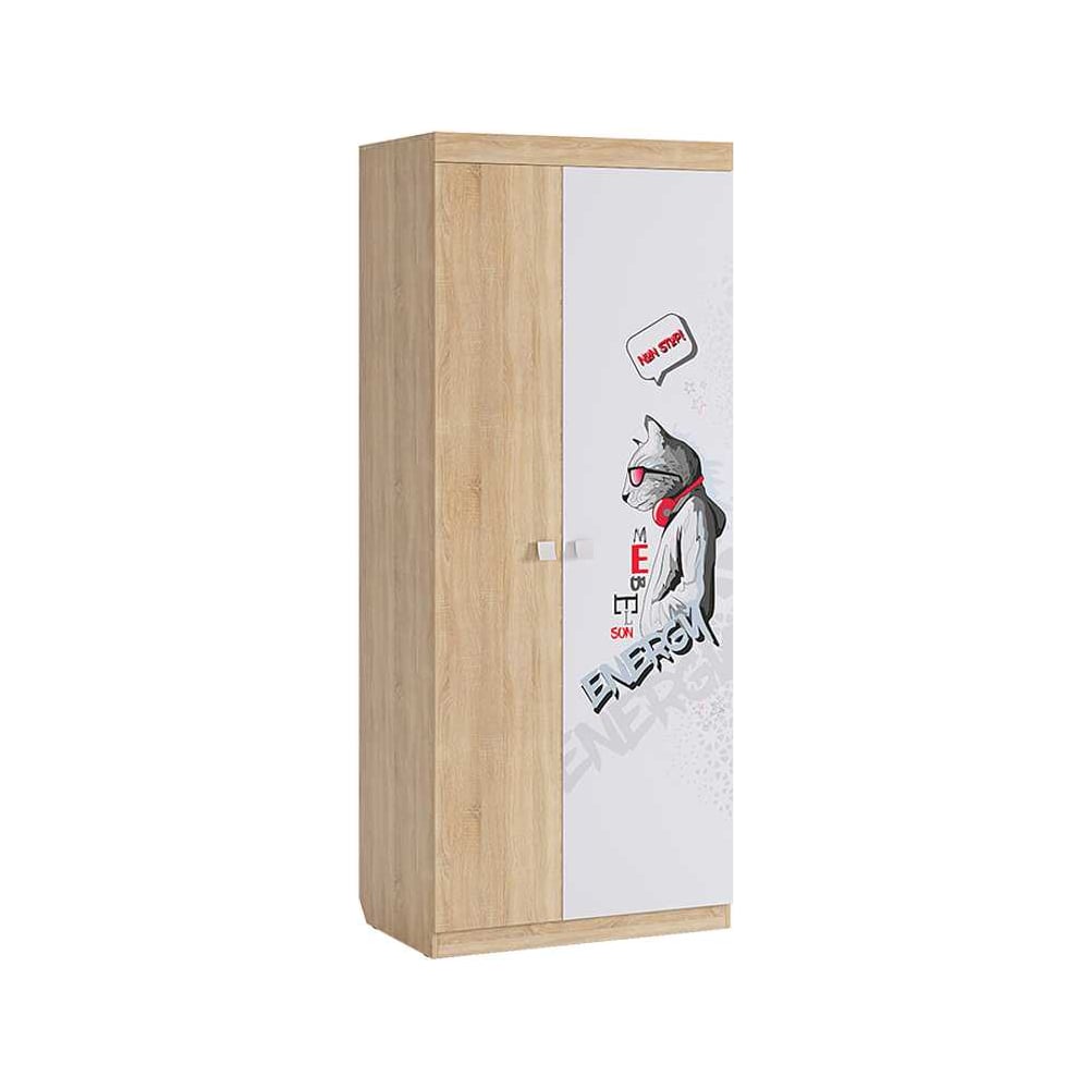 Изображение товара Шкаф Энерджи двухстворчатый дуб сонома и белый 2200х900х580 мм