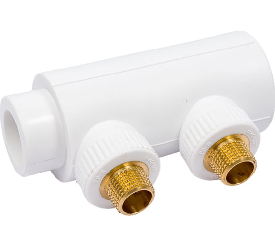 Изображение товара Коллектор Blue Ocean полипропилен НР 2 отвода - 40х1/2х2 осевое - 57мм/ PPRF/FCEUMET(W)-01/40х1/2"х2