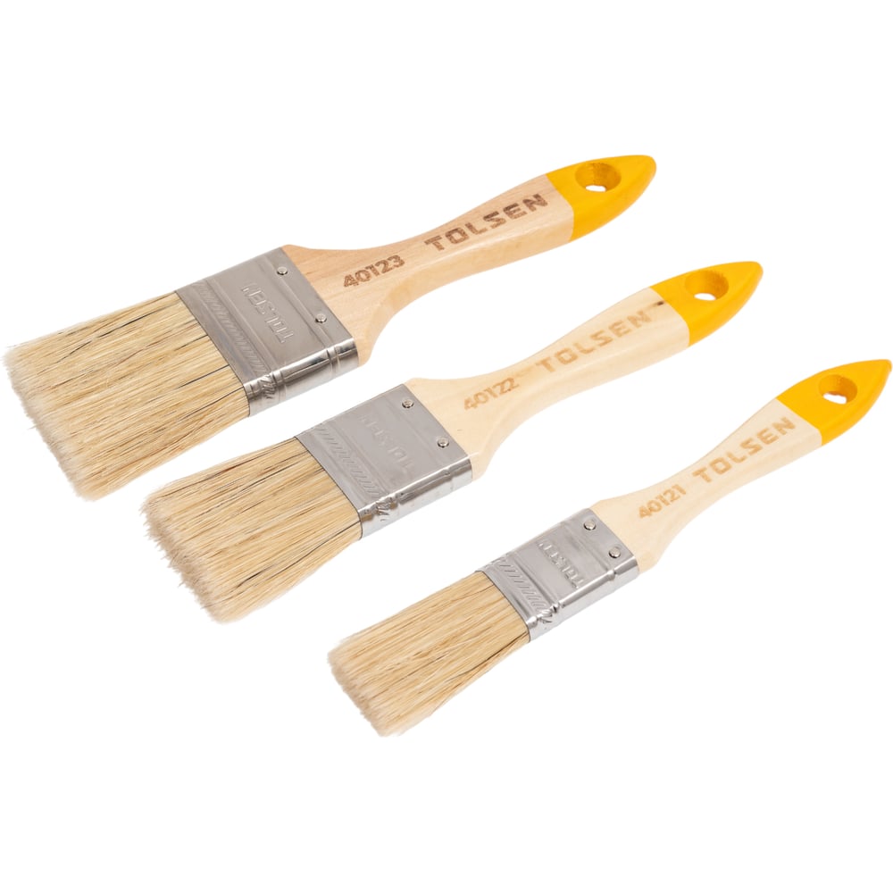 Изображение товара Набор плоских кистей TOLSEN 1-1.5-2 дюйма с деревянной ручкой