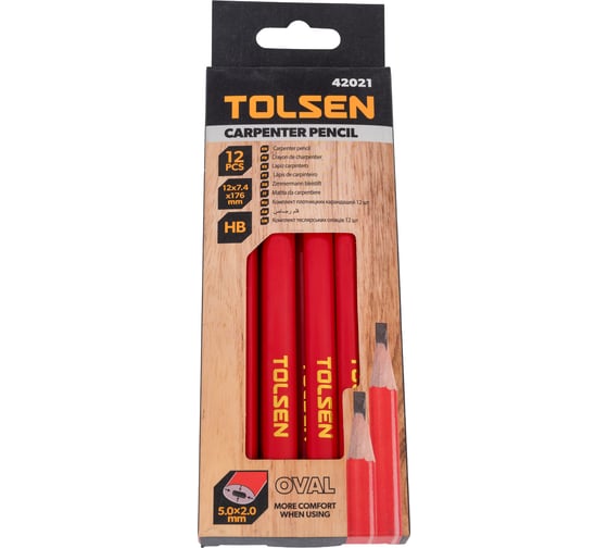Изображение товара Набор карандашей столярных TOLSEN 176 мм, 12 шт 42021