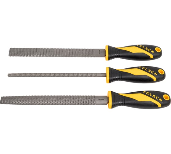 Изображение товара Набор рашпилей TOLSEN 200 мм, двухкомп. рукоятка, 3 пр 32037