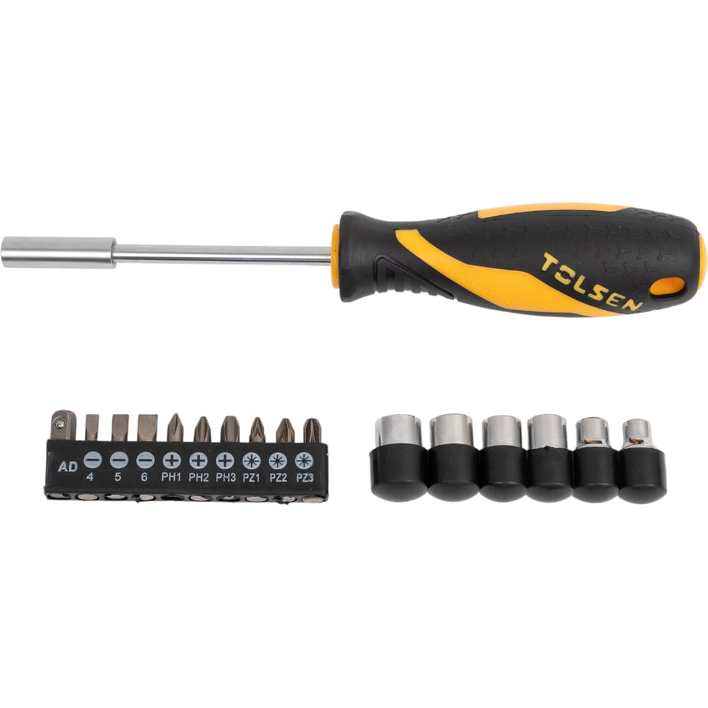 Изображение товара Отвертка с насадками TOLSEN 1/4" 17 пр, комплект профессиональный
