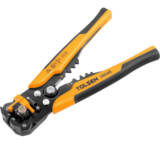 Изображение товара Съёмник изоляции TOLSEN Industrial автоматический 200 мм, торцевой, 0.2-6 мм2, двухкомп. рукоятки 38048