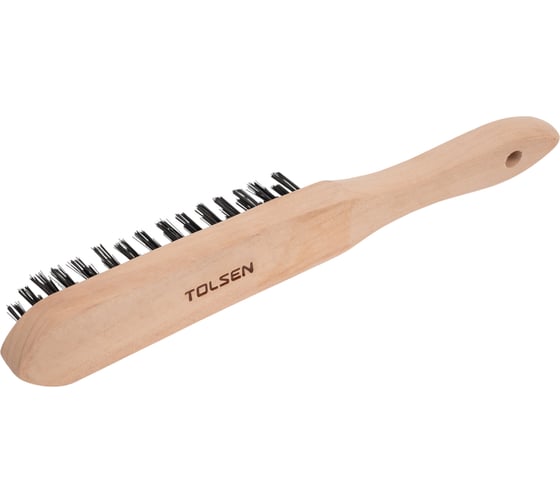 Изображение товара Щетка проволочная TOLSEN 4 ряда проволоки, деревянная рукоятка 32062