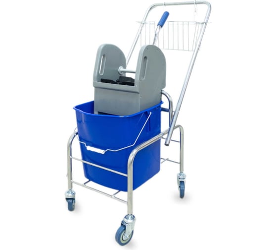 Изображение товара Тележка уборочная ACG 1 х 25л, с отжимом и корзиной хром, база хром 1028488