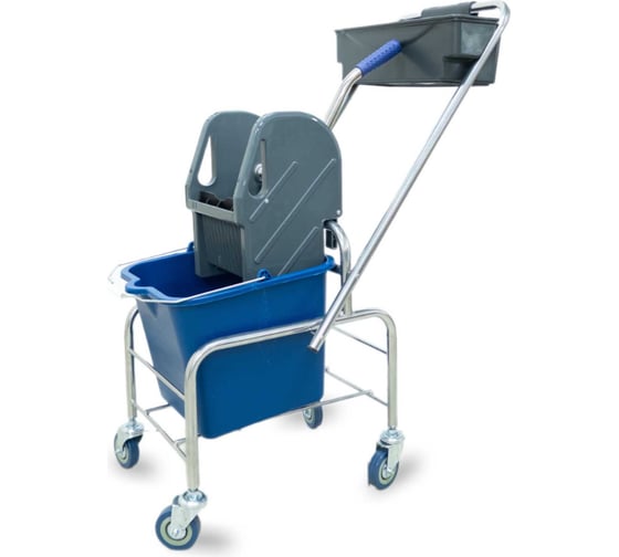 Изображение товара Тележка уборочная ACG 1 х 20л, с отжимом и пластиковой корзиной, база хром 1028486