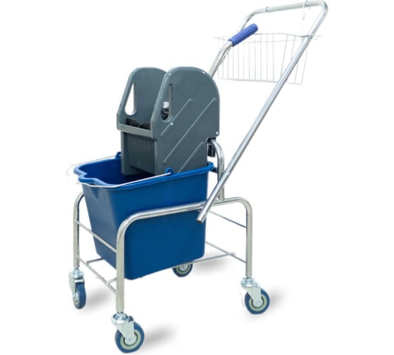 Изображение товара Тележка уборочная ACG 1 х 20л с отжимом и корзиной хром, база хром 1028364