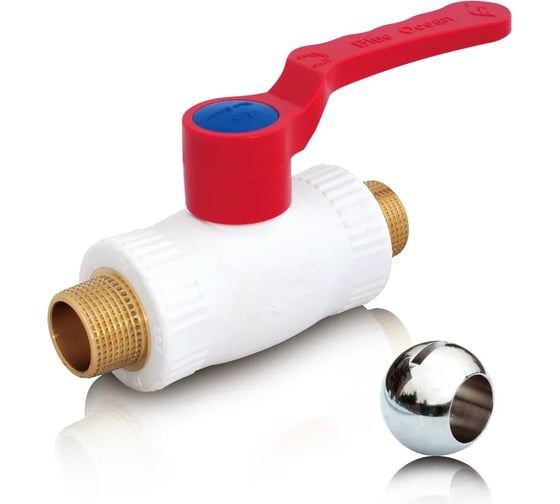 Изображение товара Шаровой кран Blue Ocean (шар - латунь) полипропиленовый ГВС НР-НР - 32х1 PPRF/BV-HW-1/PPR(W)-1" MMT