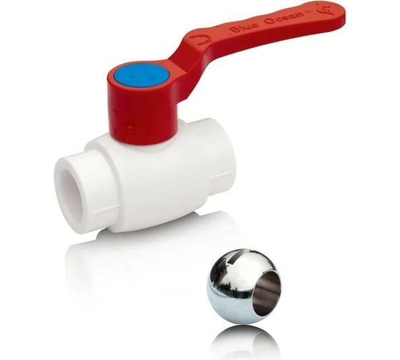 Изображение товара Шаровой кран Blue Ocean (шар - латунь) полипропиленовый для ГВС рычаг - 40 PPRF/BV/PPR/HW-1(W)-40