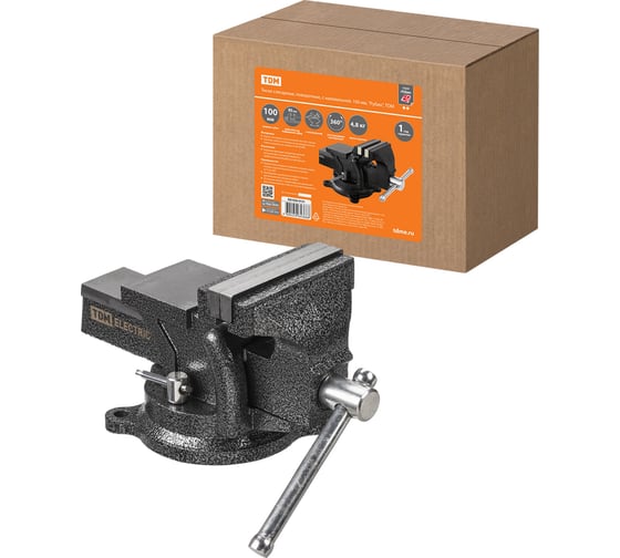 Изображение товара Тиски слесарные TDM ELECTRIC поворотные, c наковальней, 100 мм, "Рубин" SQ1026-0131