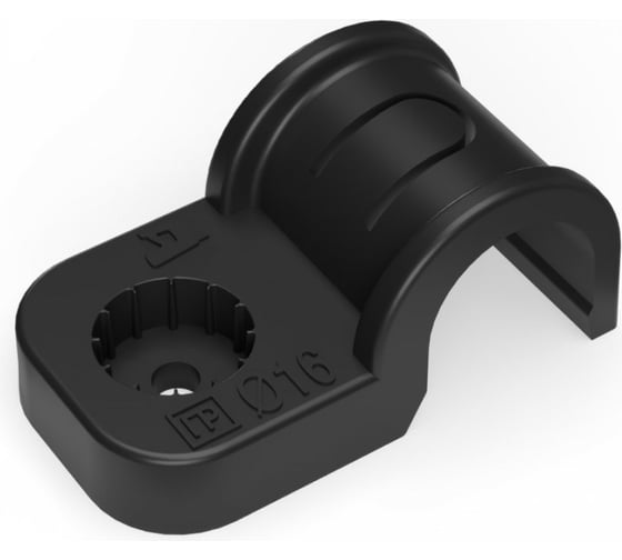 Изображение товара Крепеж-скоба пластиковая односторонняя Промрукав для прямого монтажа, атмосферостойкая, черная, в гофроящике, d16 мм, 700 шт. PR13.02547