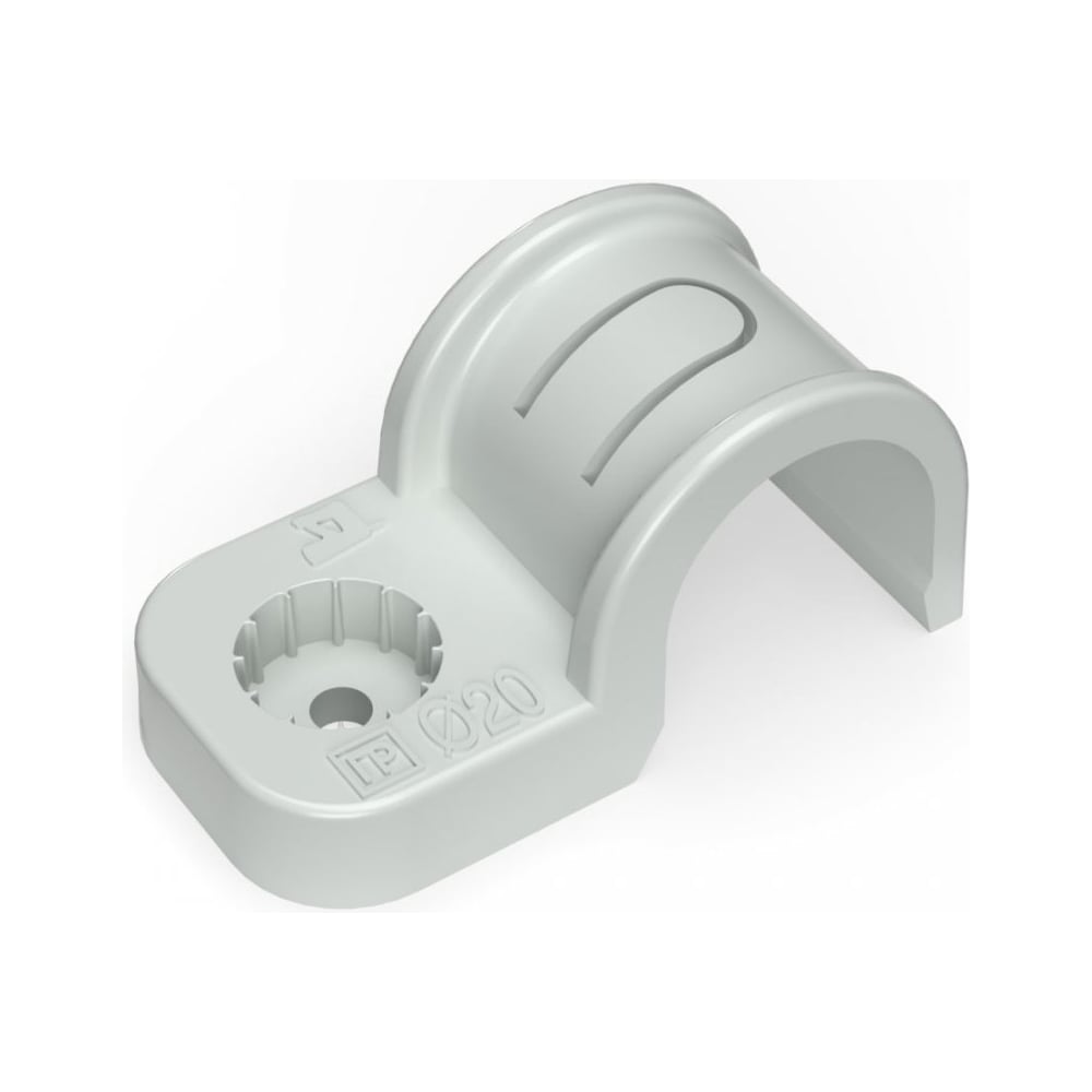 Изображение товара Крепеж-скоба пластиковая односторонняя Промрукав для прямого монтажа, атмосферостойкая, серая, в гофроящике, d20 мм, 600 шт. PR13.02544