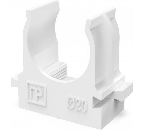 Изображение товара Крепеж-клипса для труб Промрукав для прямого монтажа, белая, в гофроящике, d20 мм, 1200 шт. PR13.02707
