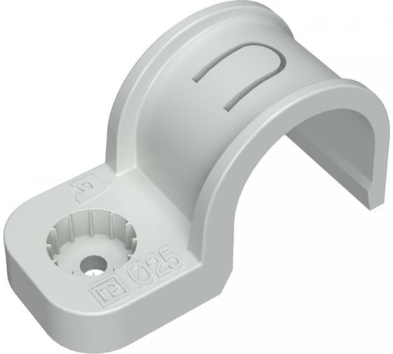 Изображение товара Крепеж-скоба пластиковая односторонняя Промрукав для прямого монтажа, атмосферостойкая, серая, в гофроящике, d25 мм, 450 шт. PR13.02545