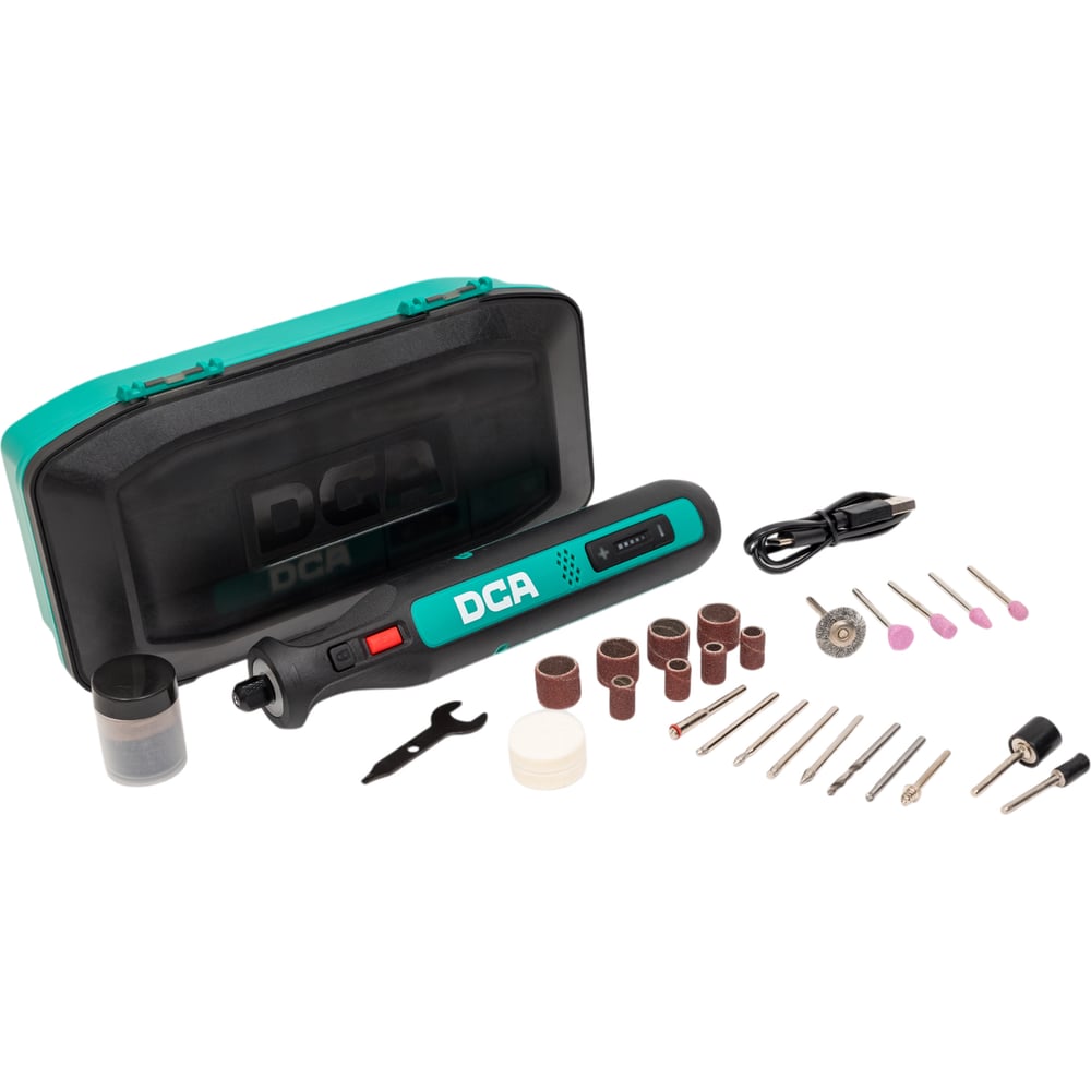 Изображение товара Аккумуляторный гравер DCA ADSJ0801 (TYPE E) с 67 аксессуарами