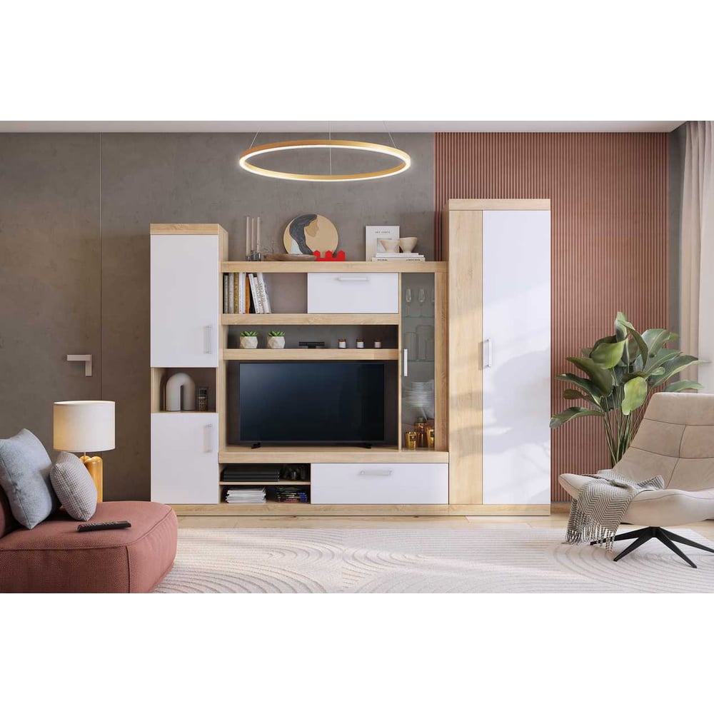 Изображение товара Стенка для гостиной Макси К1 дуб сонома/белое дерево