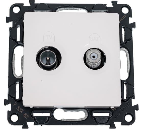 Изображение товара Розетка оконечная TV SAT Legrand Valena LIFE 10дБ, диапазоны 5-862 МГц/950-2400 МГц С лицевой панелью Белая 753462