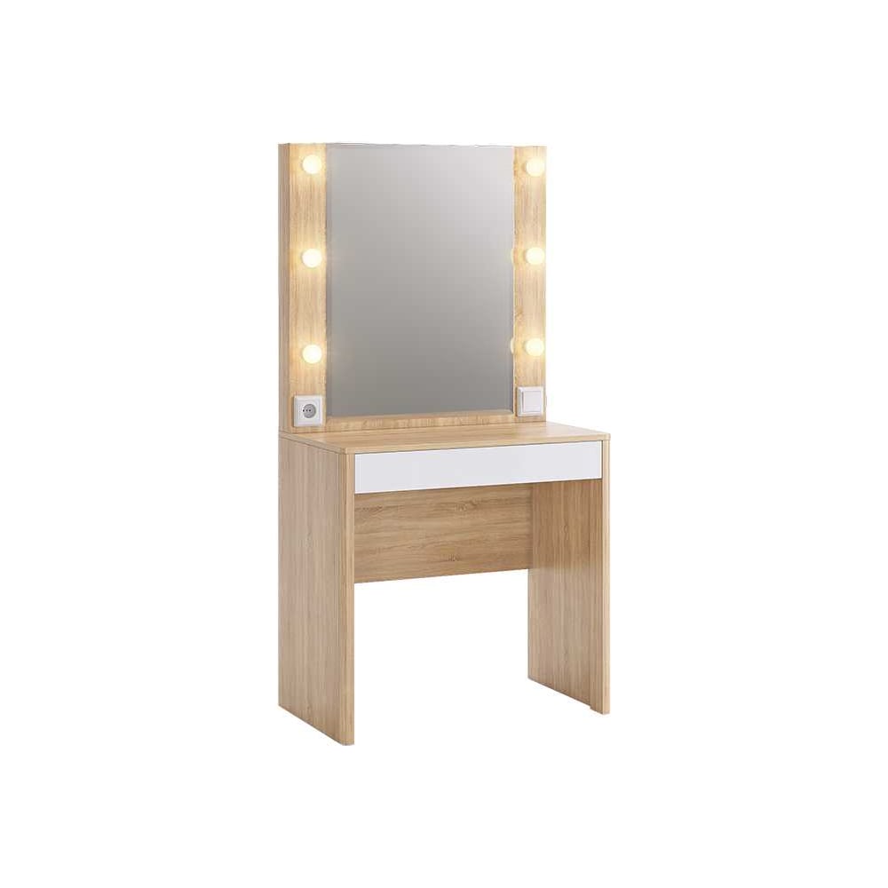 Изображение товара Трюмо Зара дуб сонома/белый SMZ-03.1623 с подсветкой и зеркалом стильно и практично 