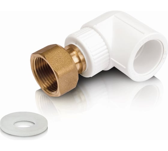 Изображение товара Уголок Blue Ocean полипропиленовый, с накидной гайкой и латунной вставкой ВР - 25x3/4 PPRF/90E-CNF(W)-25x3/4"