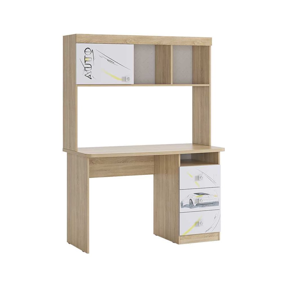 Изображение товара Компьютерный стол Форсаж дуб сонома/белый с надстройкой
