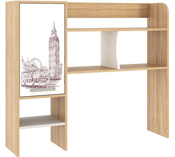 Изображение товара Надстройка стола компьютерного Лайт-1 1200 дуб сонома/белый NKL01S1.2.1623