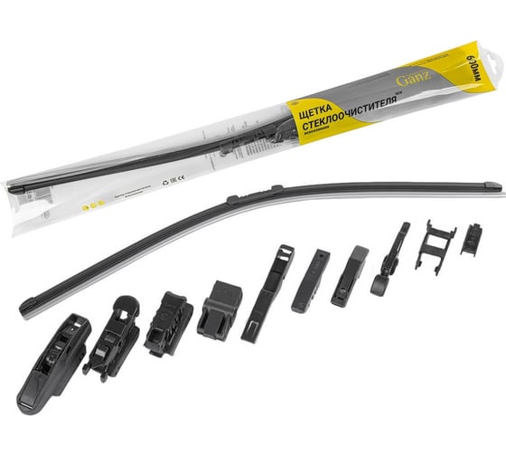 Изображение товара Бескаркасная щетка стеклоочистителя Ganz NEW 600mm (10 адаптеров) GIS01036