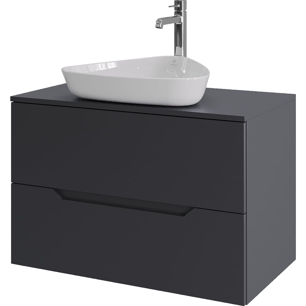 Изображение товара Подвесная тумба с раковиной ORANGE Line 80 см графит белый современный дизайн