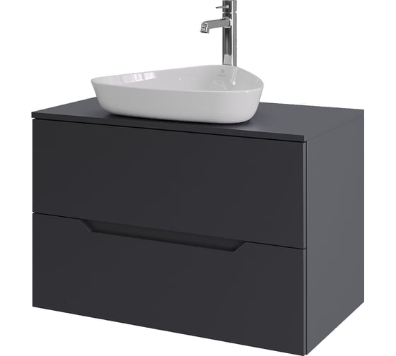 Изображение товара Подвесная тумба с раковиной ORANGE Line 80 см, графит/белый Li-80TugMDF+B07-500W