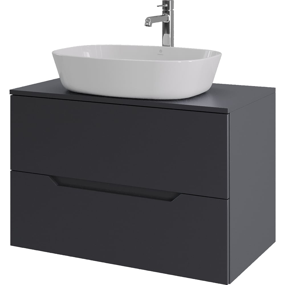 Изображение товара Подвесная тумба с раковиной ORANGE Line 80 см графит/белый