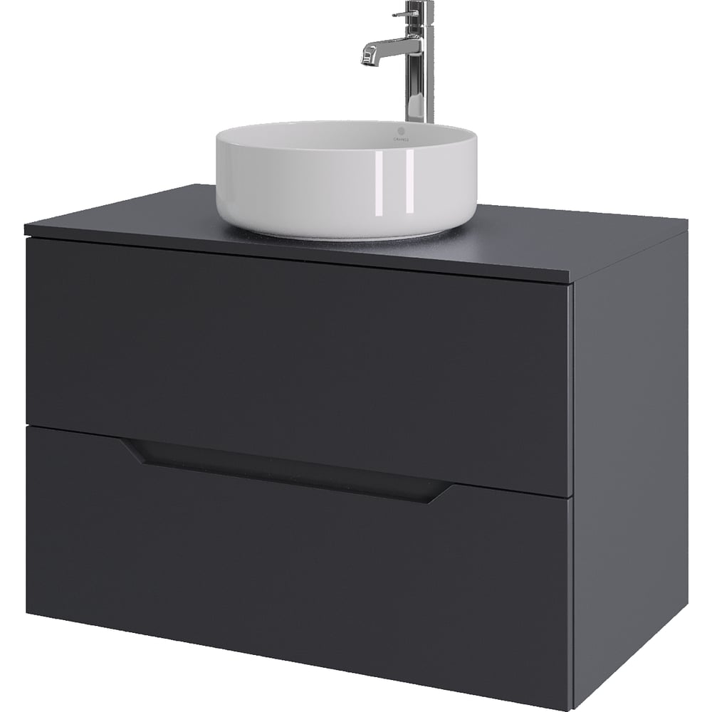 Изображение товара Подвесная тумба с раковиной ORANGE Line 80 см графит/белый современная мебель для ванной