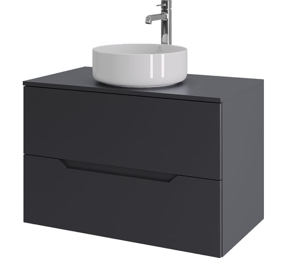 Изображение товара Подвесная тумба с раковиной ORANGE Line 80 см, графит/белый Li-80TugMDF+B09-360W