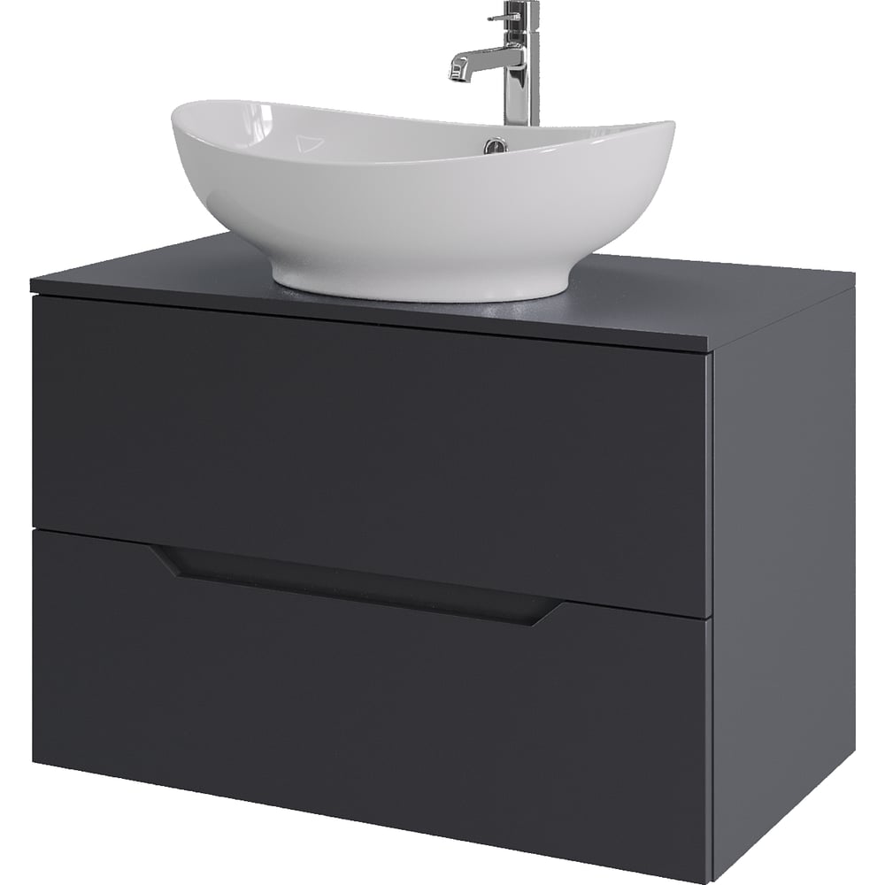 Изображение товара Подвесная тумба с раковиной ORANGE Line 80 см графит белый стильный современный дизайн