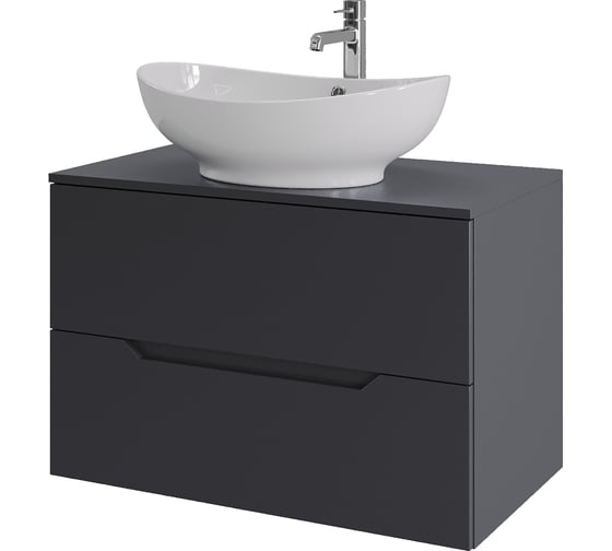 Изображение товара Подвесная тумба с раковиной ORANGE Line 80 см, графит/белый Li-80TugMDF+B08-585W