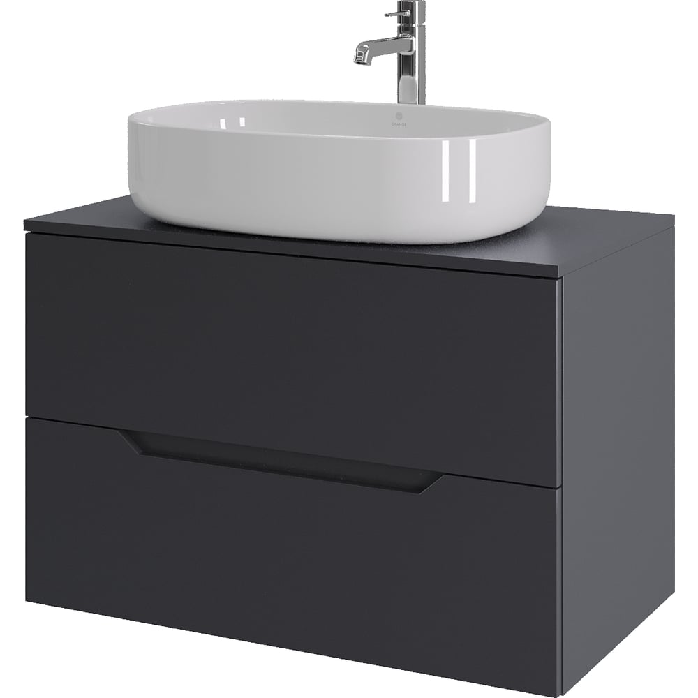 Изображение товара Подвесная тумба с раковиной ORANGE Line 80 см графит/белая санфарфор