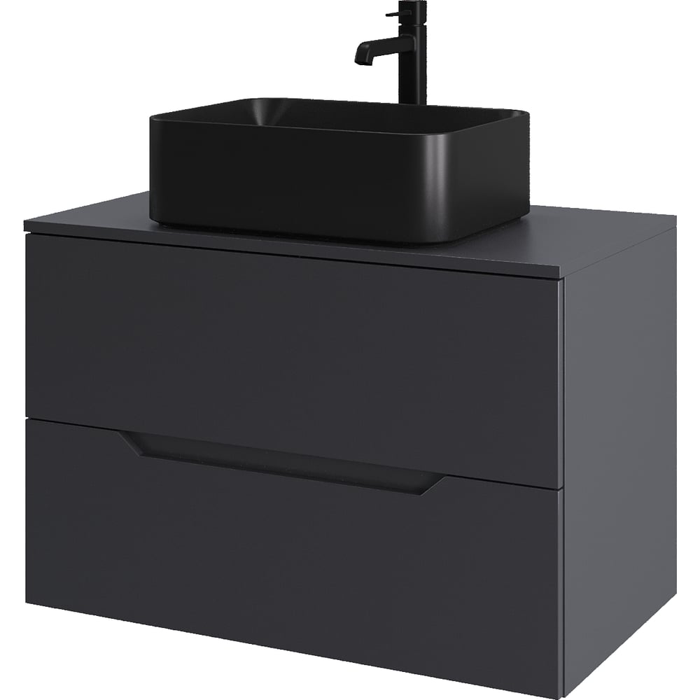 Изображение товара Подвесная тумба с раковиной ORANGE Line 80 см графит ванная современный дизайн