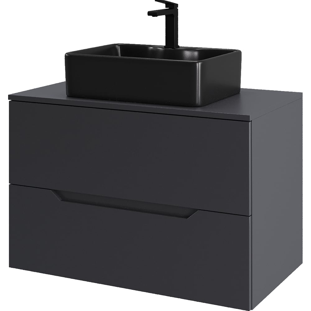 Изображение товара Подвесная тумба с раковиной ORANGE Line 80 см графит черный современный стиль