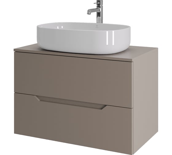 Изображение товара Подвесная тумба с раковиной ORANGE Line 80 см, латте/белый Li-80TuLMDF+B08-600W