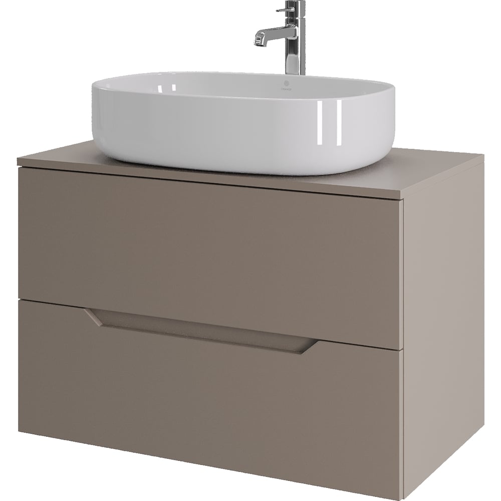 Изображение товара Подвесная тумба с раковиной ORANGE Line 80 см латте/белый