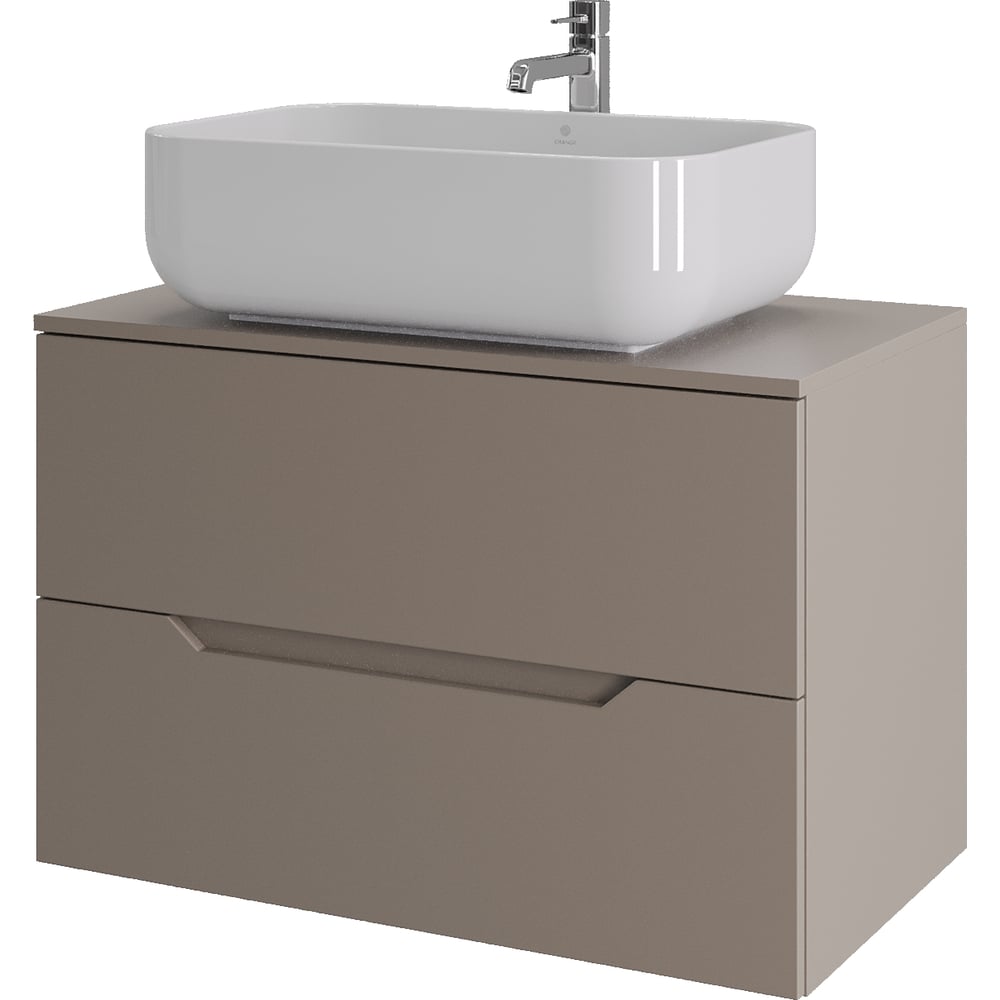 Изображение товара Подвесная тумба с раковиной ORANGE Line 80 см латте/белый санфарфор МДФ