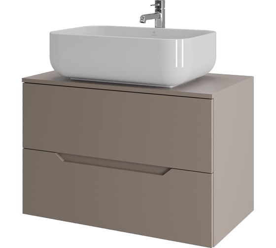 Изображение товара Подвесная тумба с раковиной ORANGE Line 80 см, латте/белый Li-80TuLMDF+B03-600W