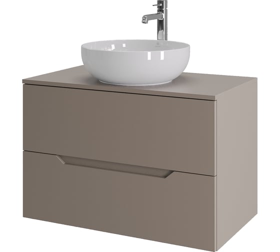 Изображение товара Подвесная тумба с раковиной ORANGE Line 80 см, латте/белый Li-80TuLMDF+B07-420W