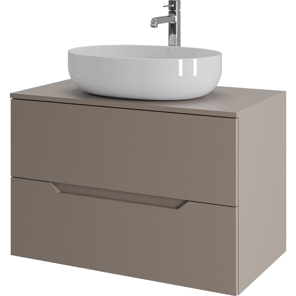 Изображение товара Подвесная тумба с раковиной ORANGE Line 80 см латте/белый санфарфор