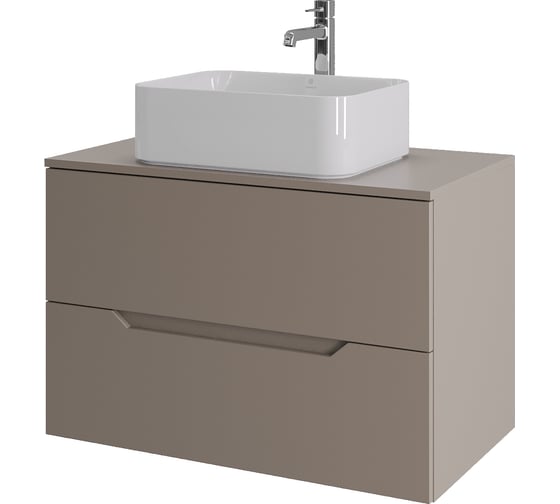 Изображение товара Подвесная тумба с раковиной ORANGE Line 80 см, латте/белый Li-80TuLMDF+B02-460W