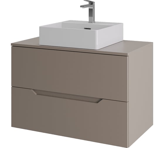 Изображение товара Подвесная тумба с раковиной ORANGE Line 80 см, латте/белый Li-80TuLMDF+B04-405W