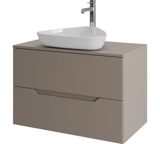 Изображение товара Подвесная тумба с раковиной ORANGE Line 80 см, латте/белый Li-80TuLMDF+B07-500W