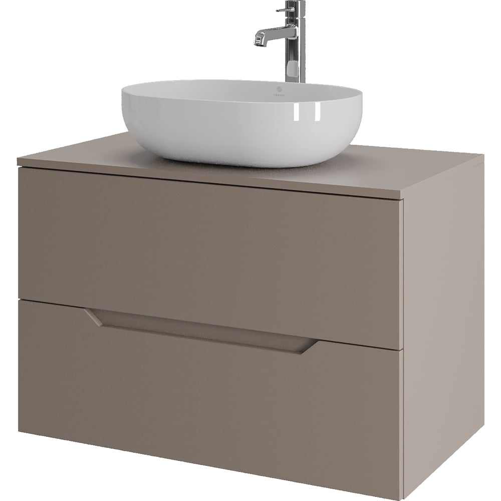 Изображение товара Подвесная тумба с раковиной ORANGE Line 80 см латте/белый современный дизайн