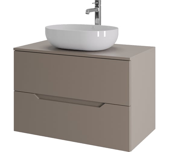 Изображение товара Подвесная тумба с раковиной ORANGE Line 80 см, латте/белый Li-80TuLMDF+B05-480W