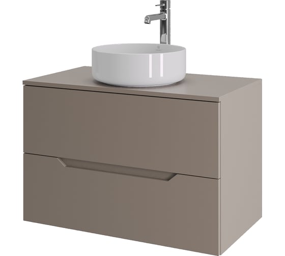 Изображение товара Подвесная тумба с раковиной ORANGE Line 80 см, латте/белый Li-80TuLMDF+B09-360W