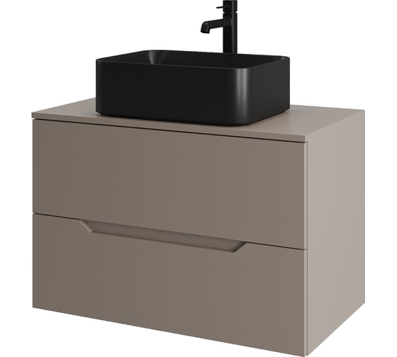 Изображение товара Подвесная тумба с раковиной ORANGE Line 80 см, латте/черный Li-80TuLMDF+B02-460MB