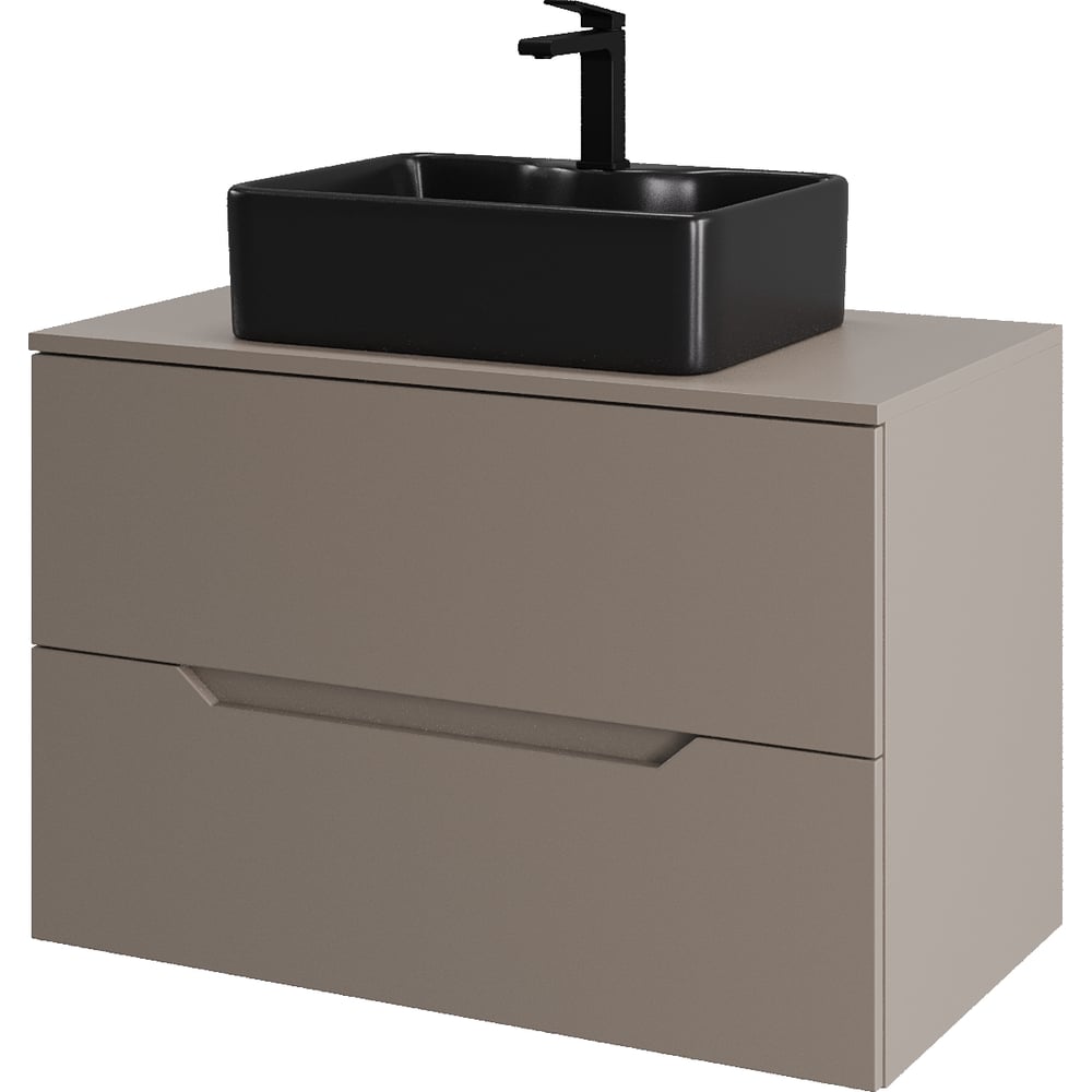 Изображение товара Подвесная тумба с раковиной ORANGE Line 80 см латте черный санфарфор